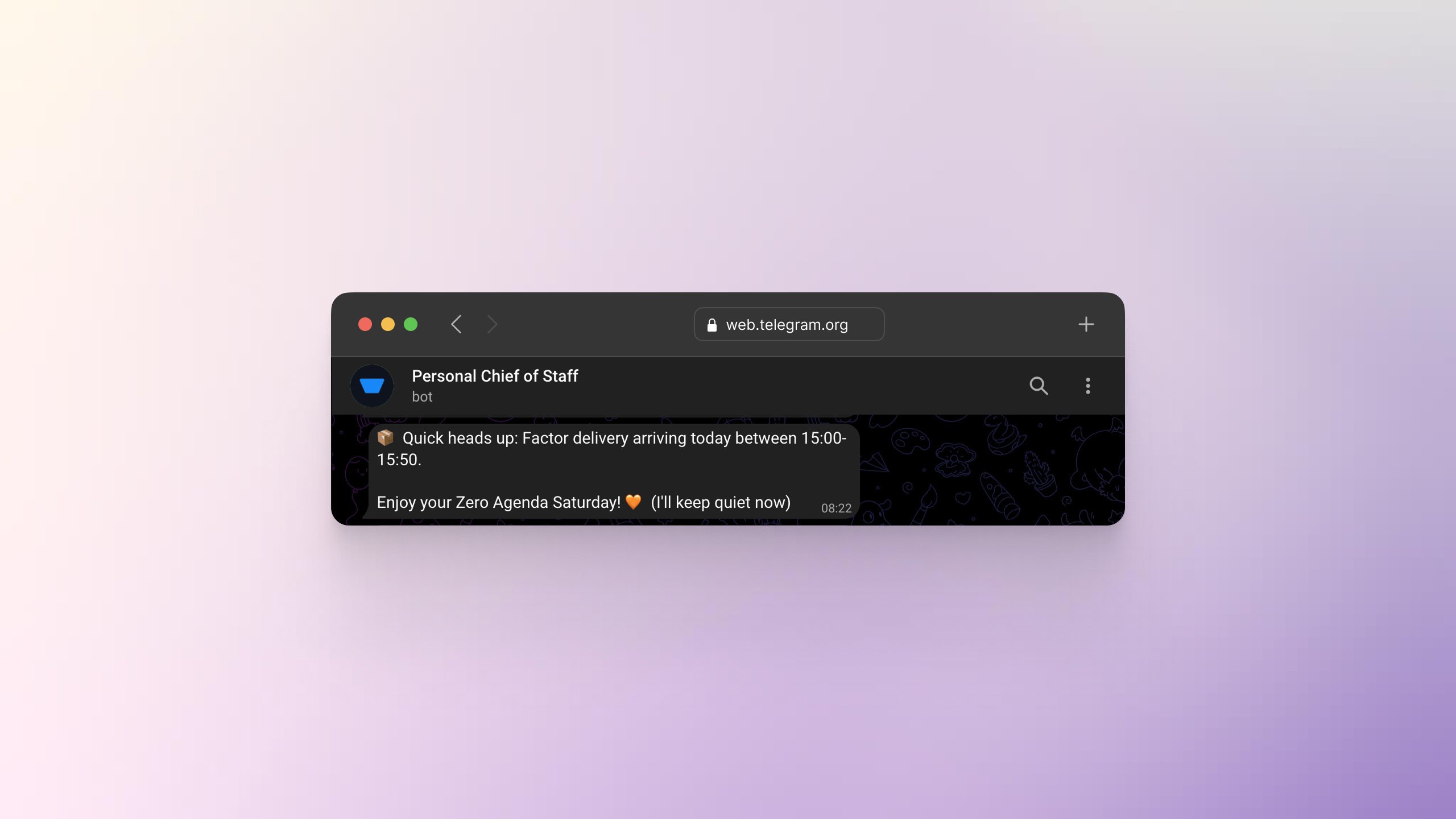 Agente Chief of Staff respeitando um sábado zero agenda